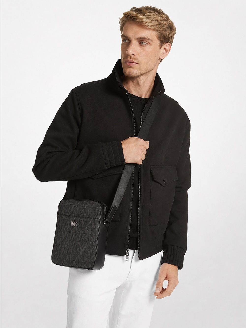 NWT Michael Kors Men’s Hudson Signature Logo Crossbody Messenger Bag